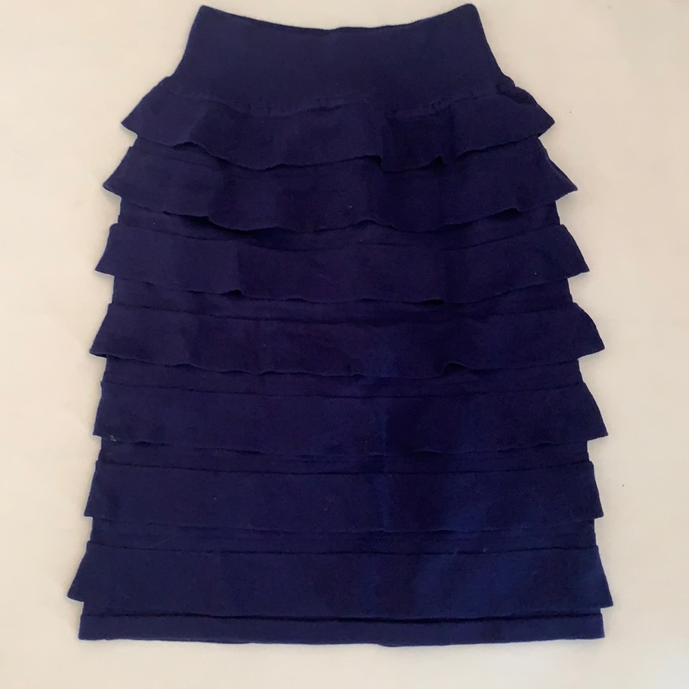 Bebe navy blue ruffle knot skirt